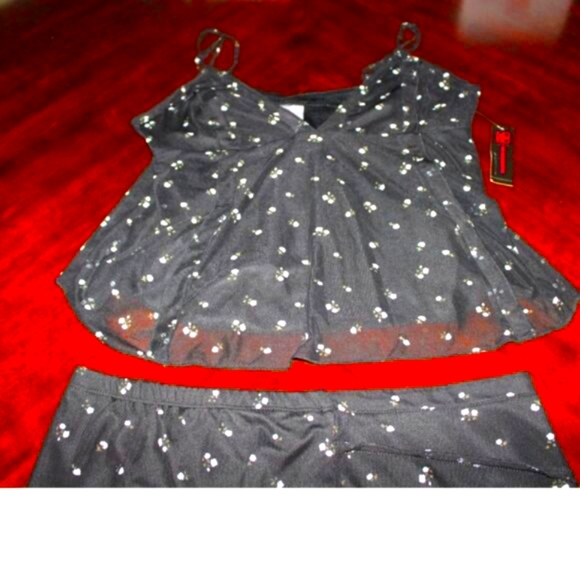 NWT No Boundaries Black Sparkle Dot 2-Piece Set - Cami & Mini Skirt - Size L - Picture 3 of 5
